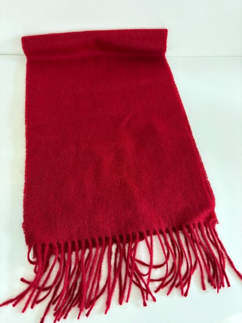 Murano Red Cashmere Scarf Rectangle Fringe